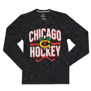 Fanatics - T-shirt à manches longues en jersey chiné pour hommes des Chicago Blackhawks (3985 NDG1 2AE 0K1)