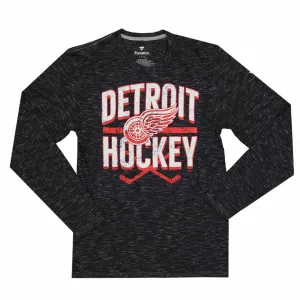 Fanatics - T-shirt à manches longues en jersey chiné pour hommes des Red Wings de Detroit (3985 NDG1 2E 0K1)