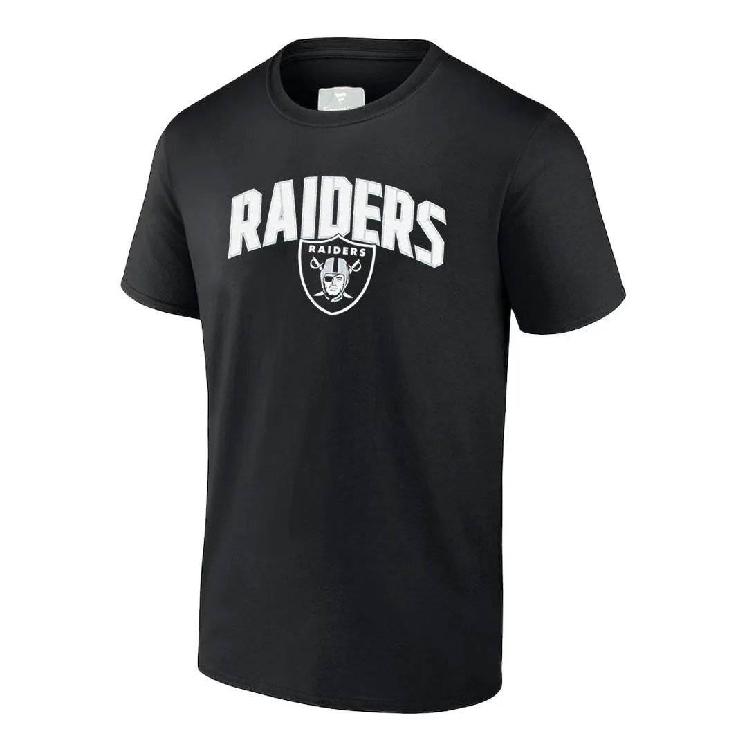 Fanatics - T-shirt à manches courtes avec logo arqué des Raiders de Las Vegas pour hommes (QF6E 127A 8D IGR)