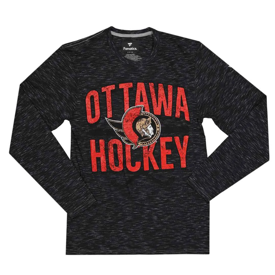 Fanatics - T-shirt à manches longues en jersey chiné pour hommes des Sénateurs d'Ottawa (3985 NDG1 2G2 0K1)