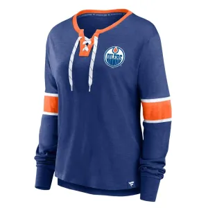 Fanatics - T-shirt manches longues à lacets pour femmes des Oilers d'Edmonton (3ZCD 893N 2GI 3NB)