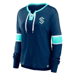 Fanatics - T-shirt manches longues à lacets pour femmes Seattle Kraken (3ZCD EN43 2GO 3NB)