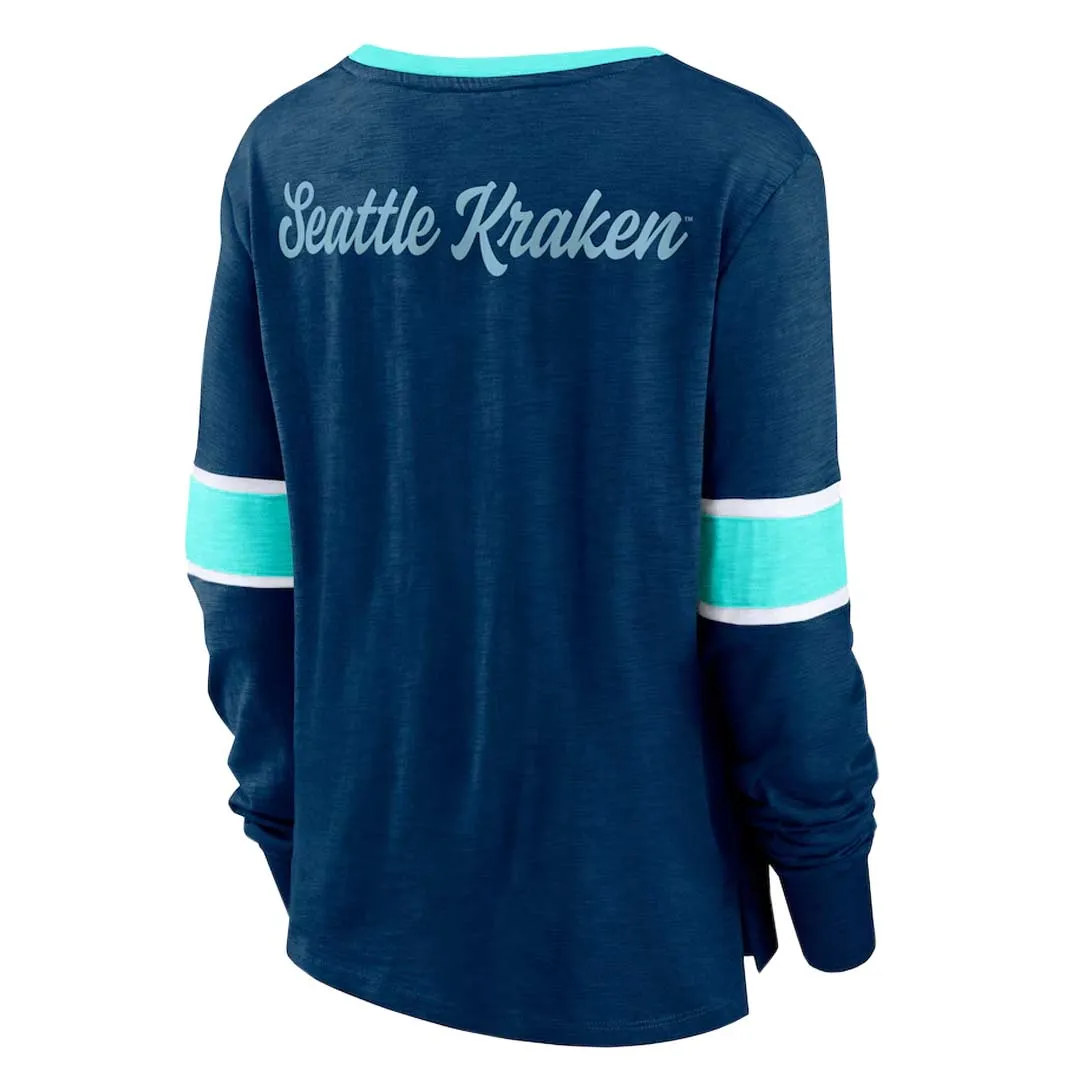 Fanatics - T-shirt manches longues à lacets pour femmes Seattle Kraken (3ZCD EN43 2GO 3NB)