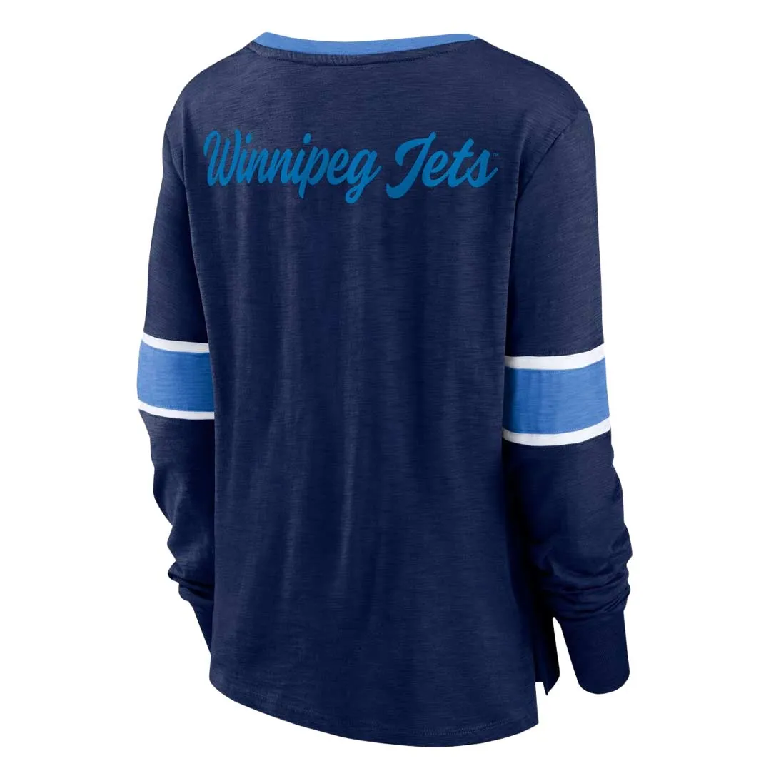 Fanatics - T-shirt manches longues à lacets pour femmes des Winnipeg Jets (3ZCD 933J 2GN 3NB)