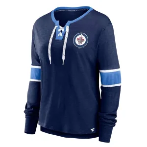 Fanatics - T-shirt manches longues à lacets pour femmes des Winnipeg Jets (3ZCD 933J 2GN 3NB)