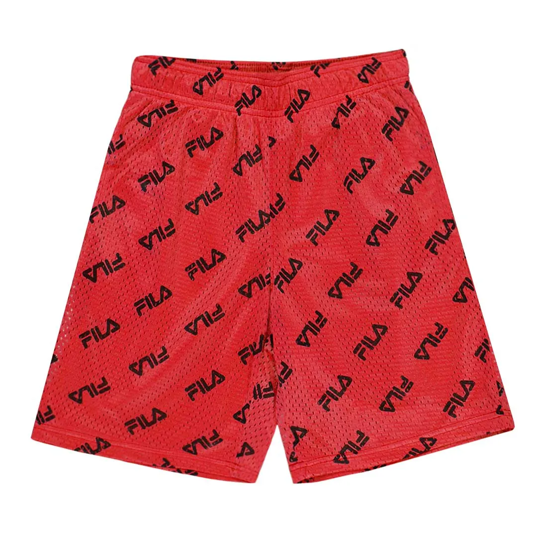 FILA - Shorts en maille à motif aléatoire pour enfants (Junior) (81FA87 ROUGE)