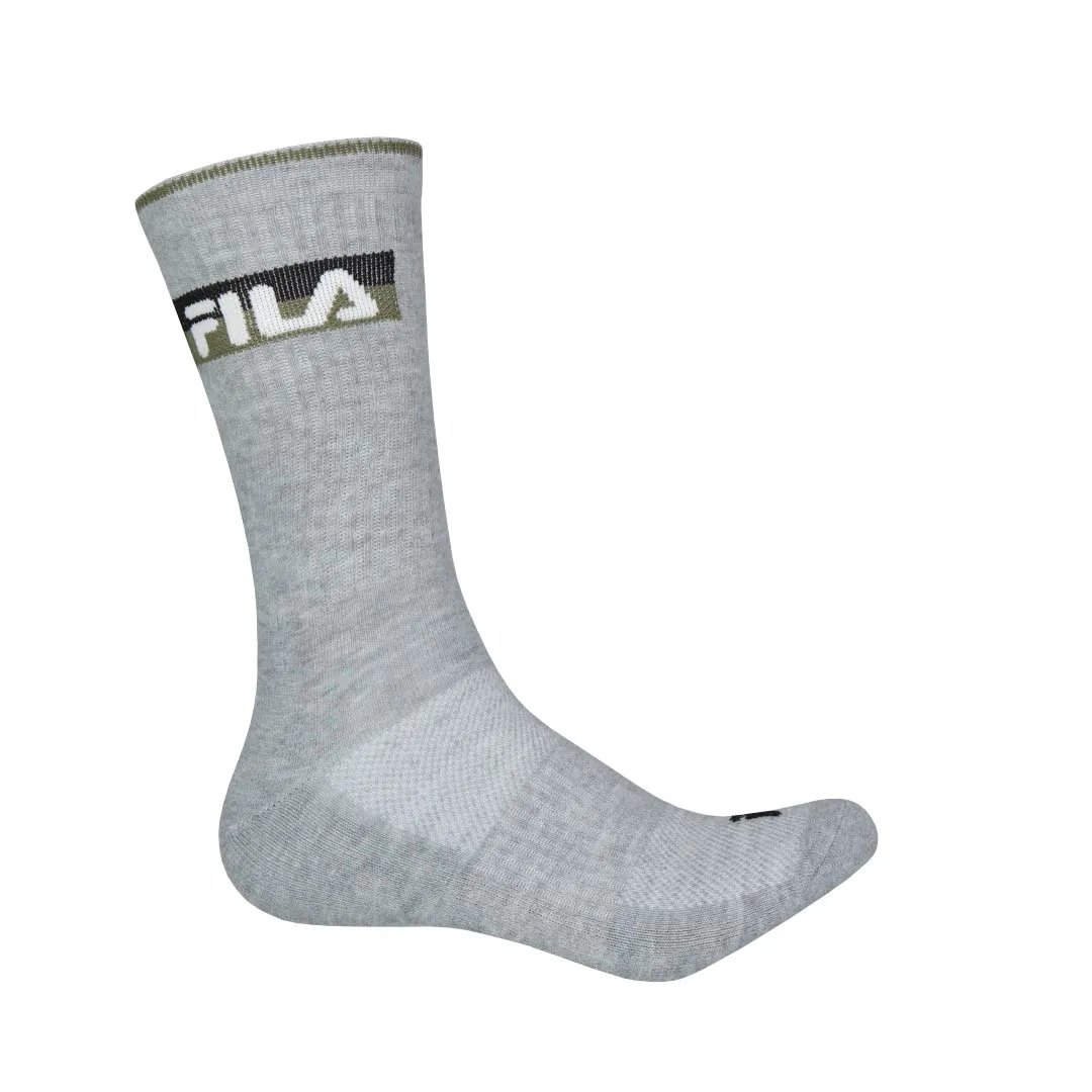 FILA - Chaussettes de sport pour homme, lot de 3 paires (FW0103 BLKGRYCHAR)