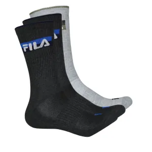 FILA - Chaussettes de sport pour homme, lot de 3 paires (FW0103 BLKGRYCHAR)