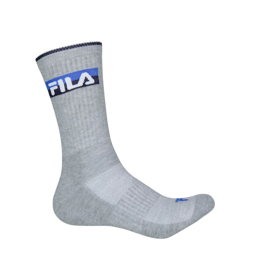 FILA - Lot de 3 paires de chaussettes sportives pour homme (FW0103 NOIRBLANCGRIS)