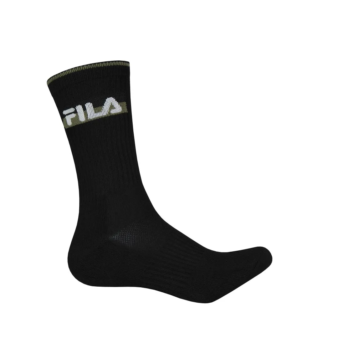 FILA - Lot de 3 paires de chaussettes sportives pour homme (FW0103 NOIRBLANCGRIS)