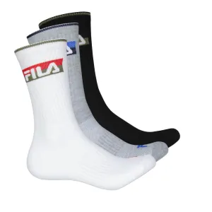FILA - Lot de 3 paires de chaussettes sportives pour homme (FW0103 NOIRBLANCGRIS)