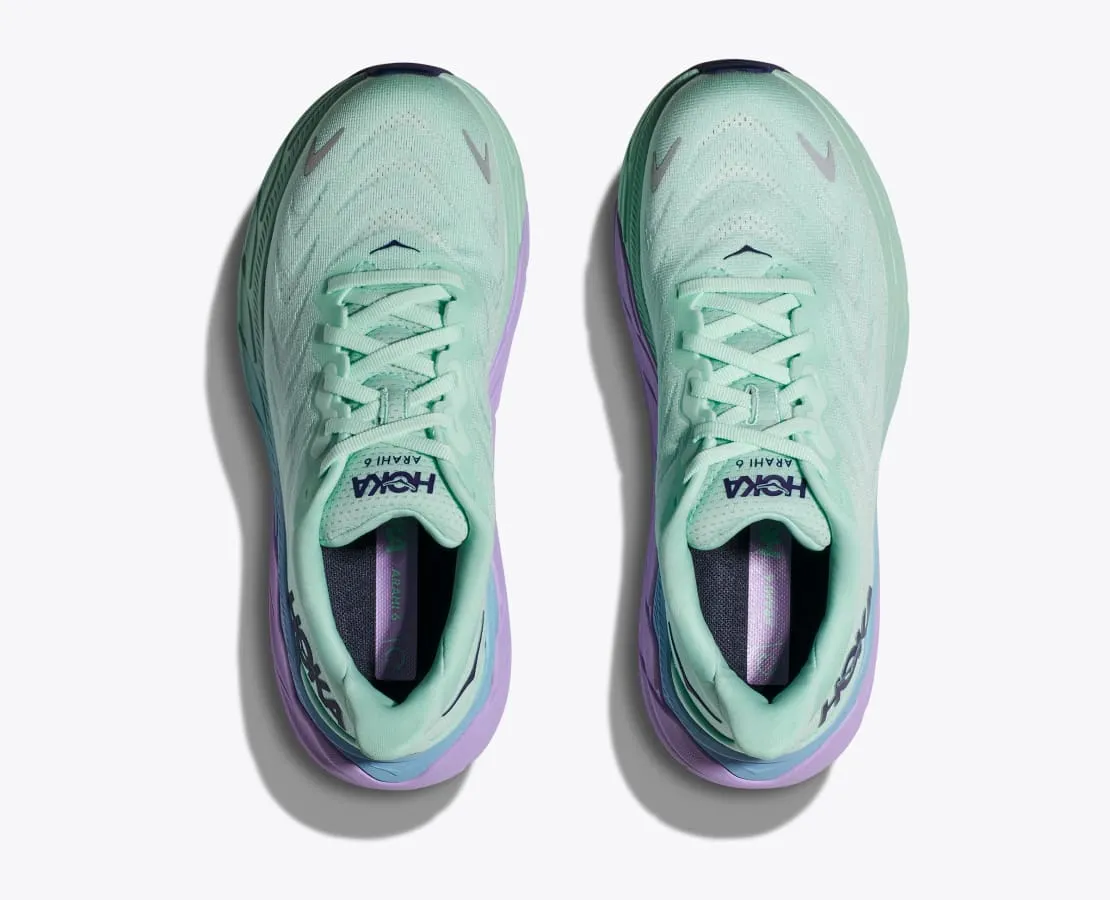 Hoka Chaussures Femmes Arahi 6 Large-Océan Ensoleillé / Brume Lilas (1123197-SOLM) Hoka
