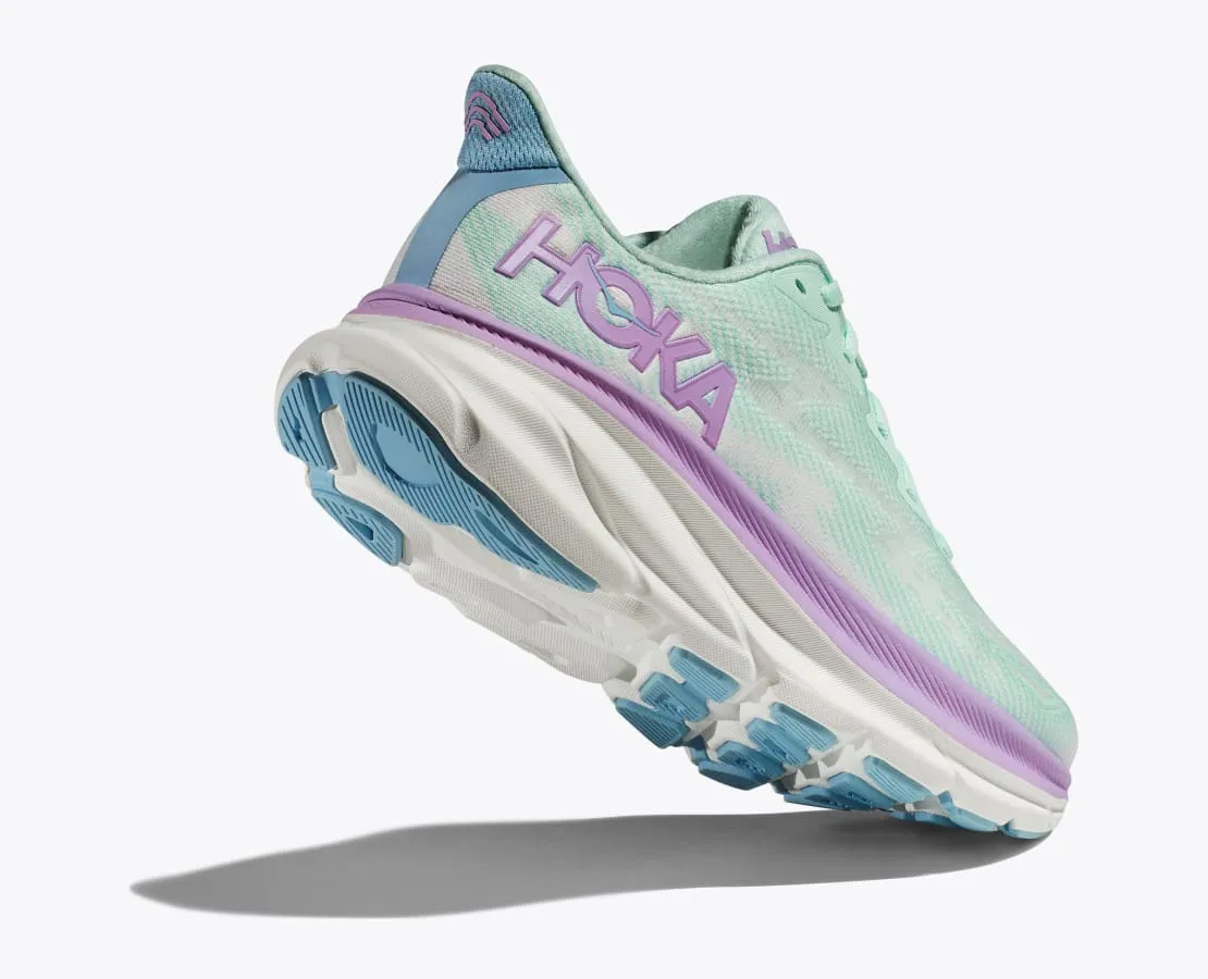 Hoka Chaussures Femmes Clifton 9 Large - Océan Ensoleillé/Lilas (1132211-SOLM) Hoka