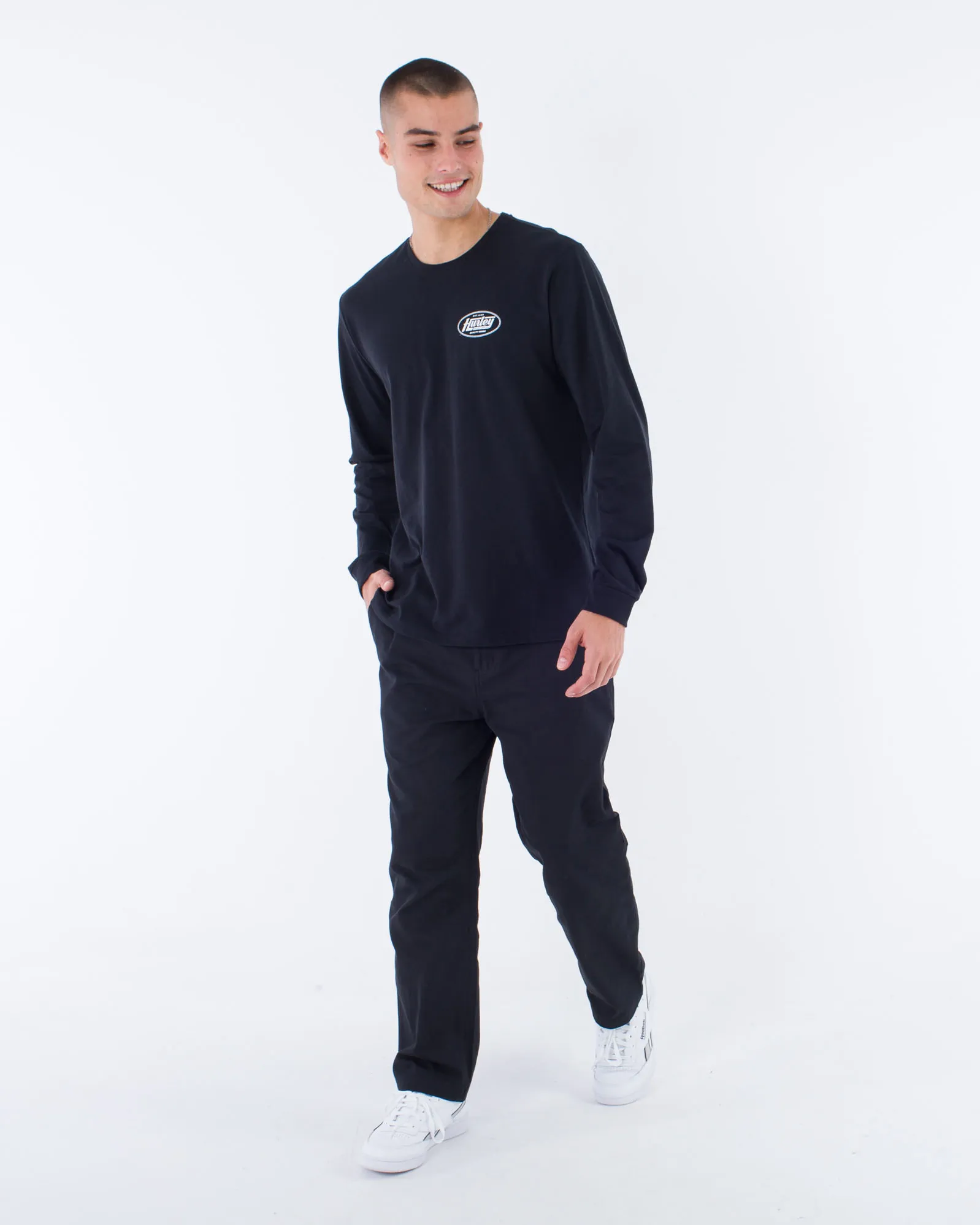 T-shirt Hurley Clothing Everyday H20-Dri à effet slub avec changement d'huile, en noir