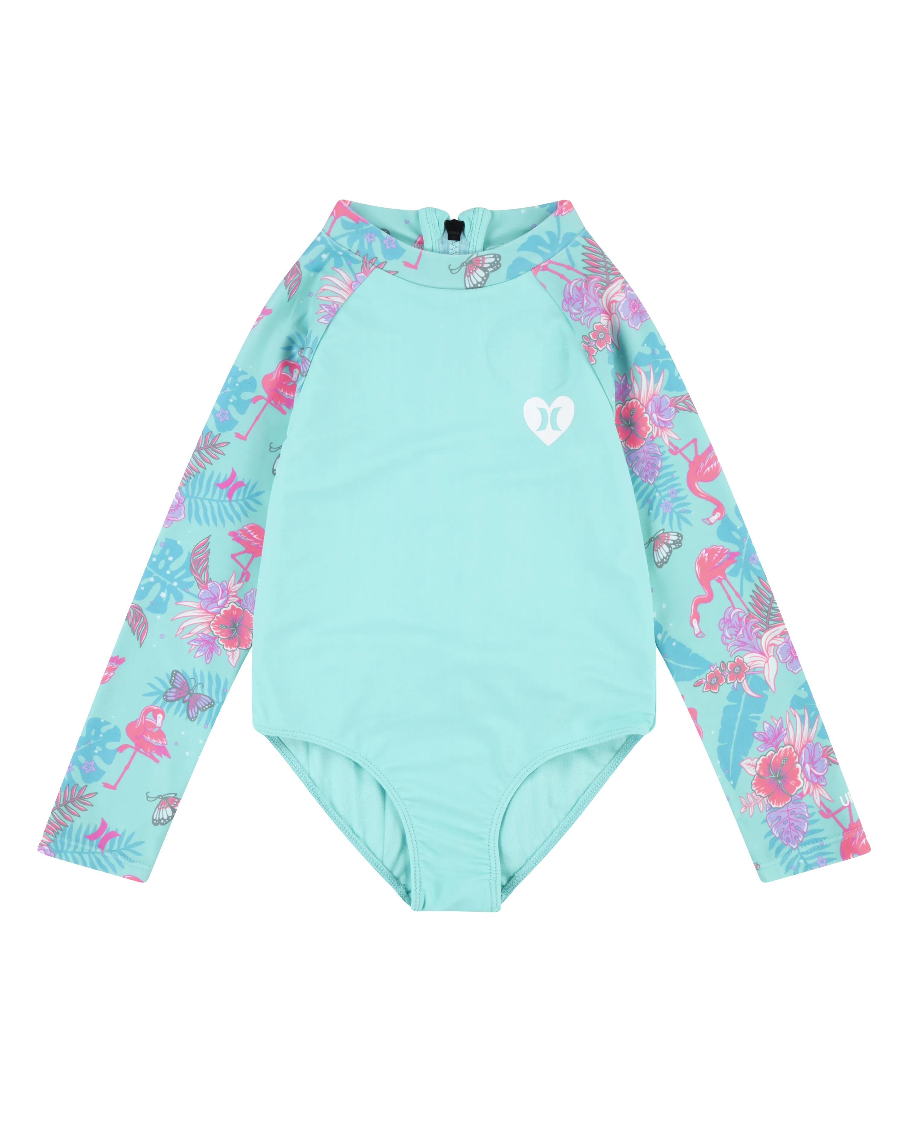 Hurley Clothing Maillot de Bain Une Pièce à Volants pour Filles en Vert Aurora