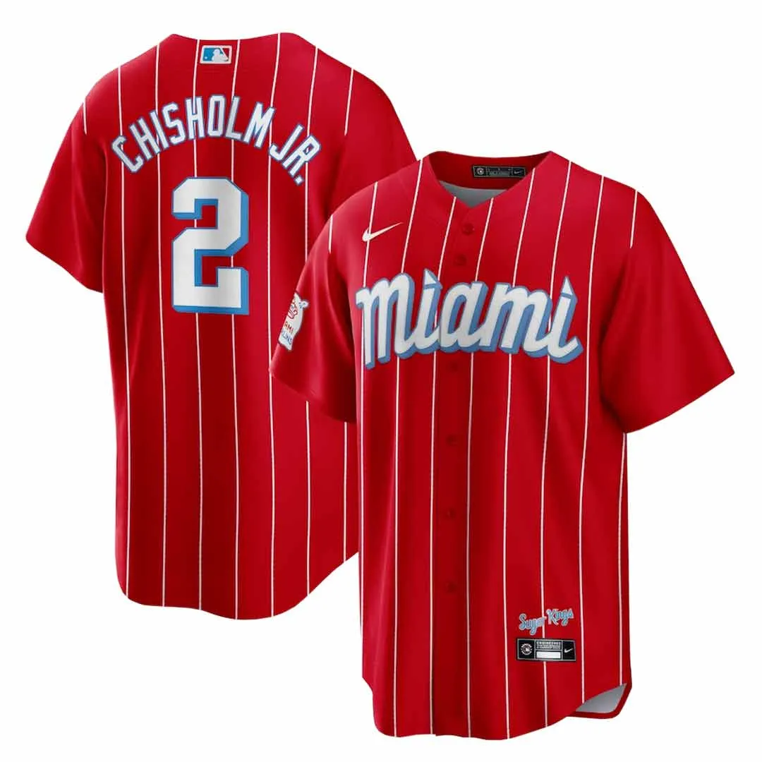 MLB - Maillot de réplique des Miami Marlins pour homme Jazz Chisolm Jr. (T770 03VR MQ7 C02)