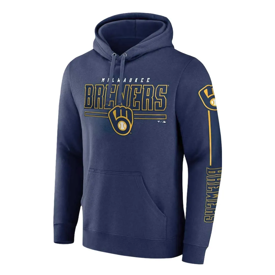 MLB - Sweat à capuche avec logo des Brewers de Milwaukee pour homme (3E17 4506 MZB CXU)