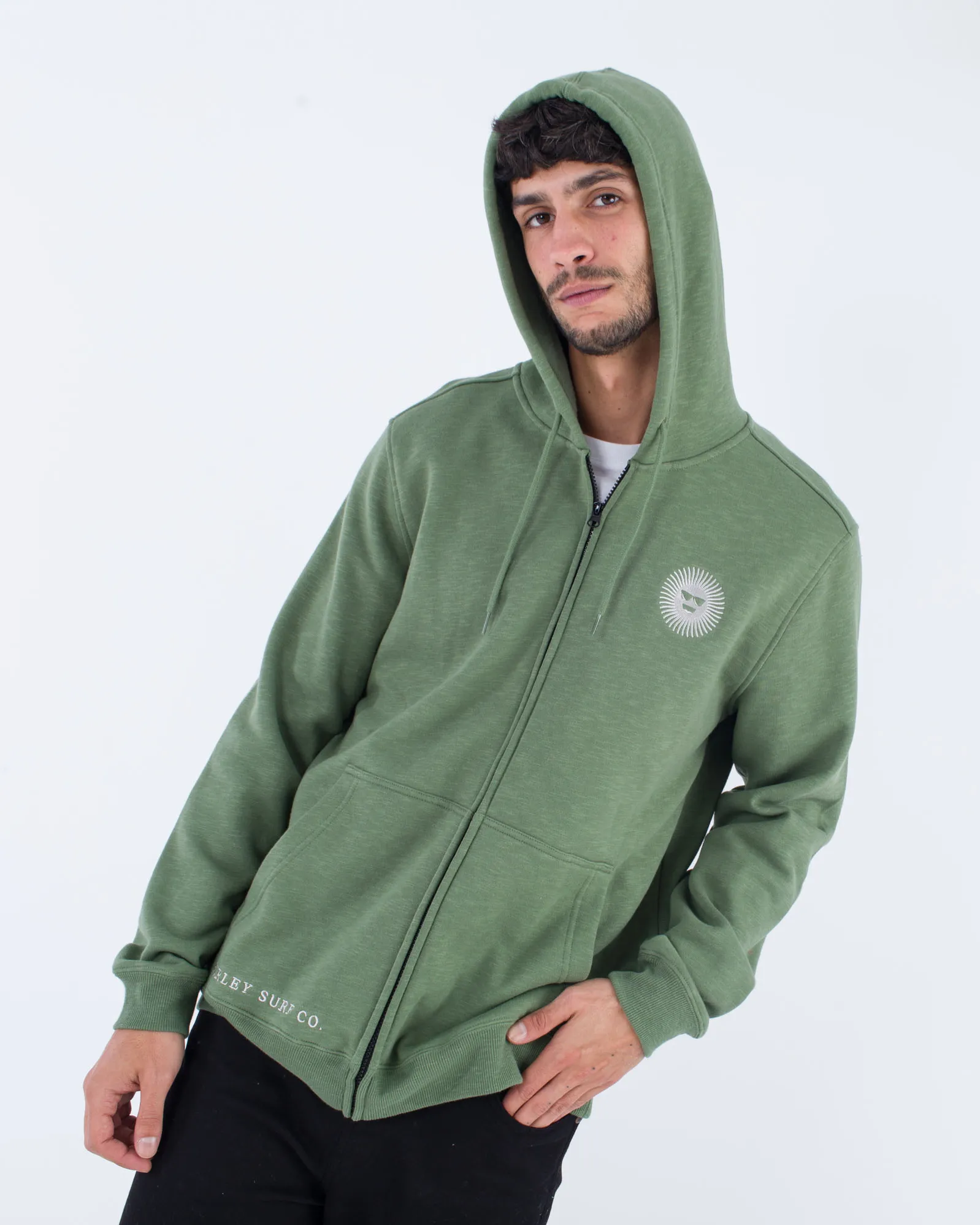 Pull à capuche Shady Slub avec fermeture éclair en Malverde