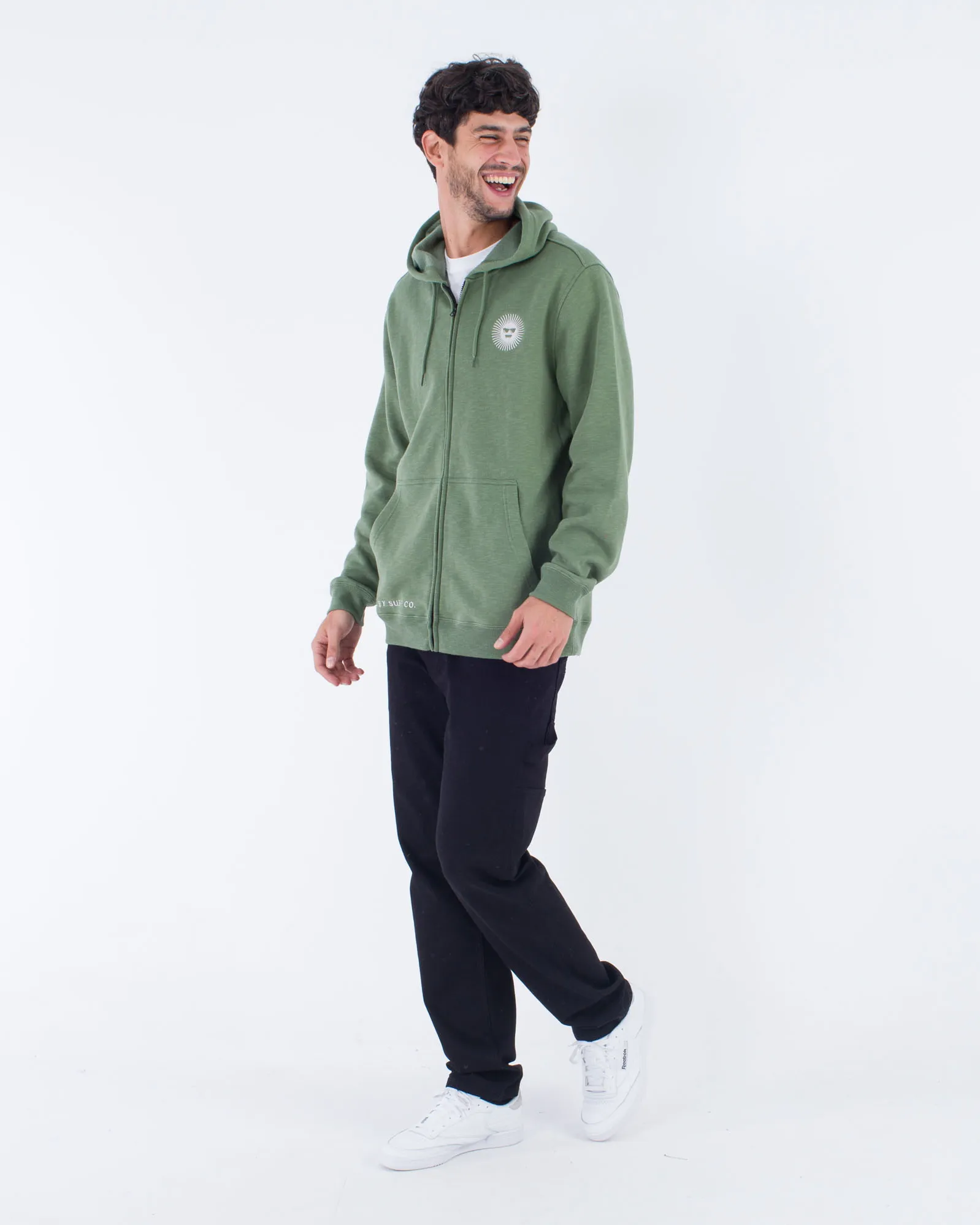 Pull à capuche Shady Slub avec fermeture éclair en Malverde
