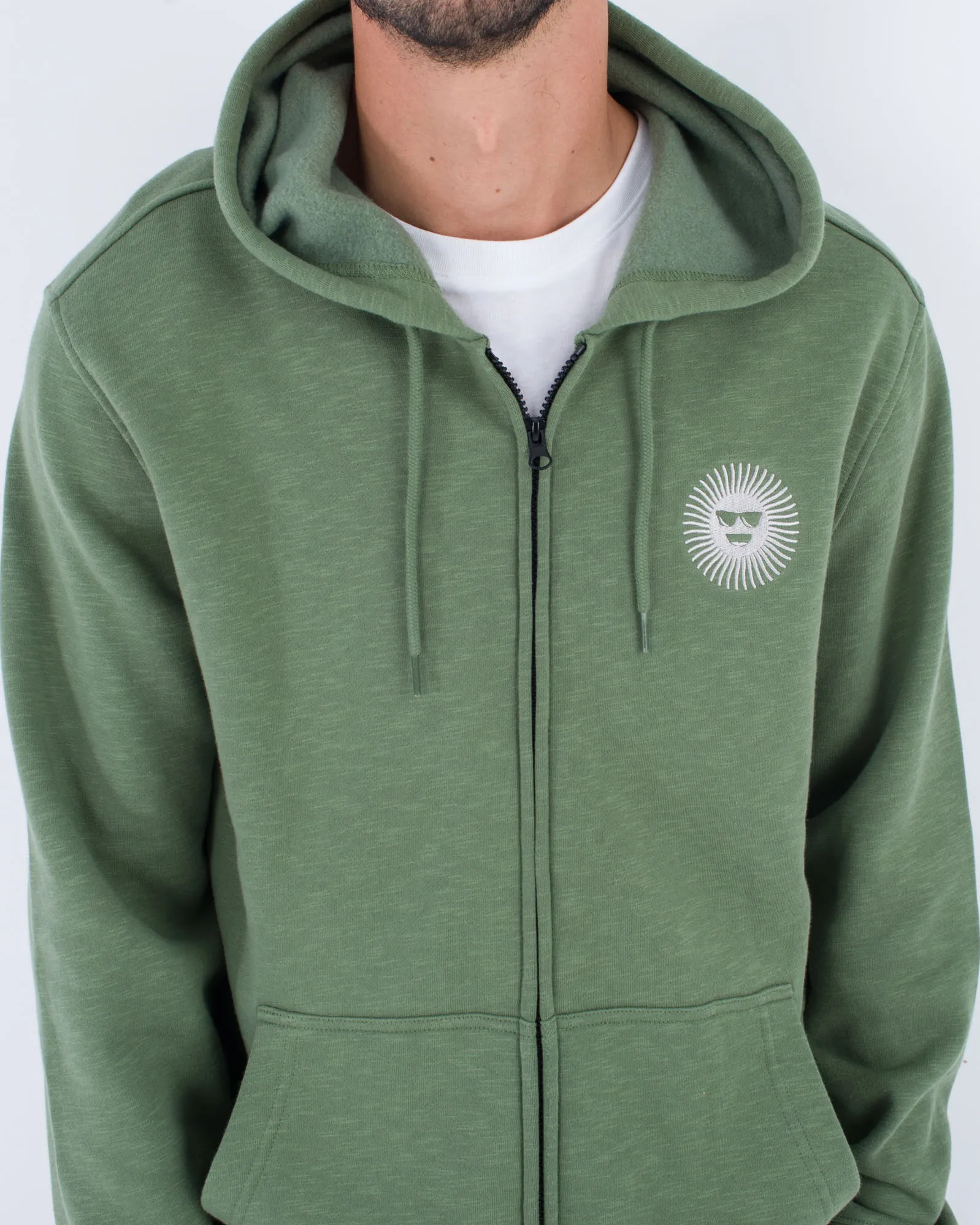 Pull à capuche Shady Slub avec fermeture éclair en Malverde