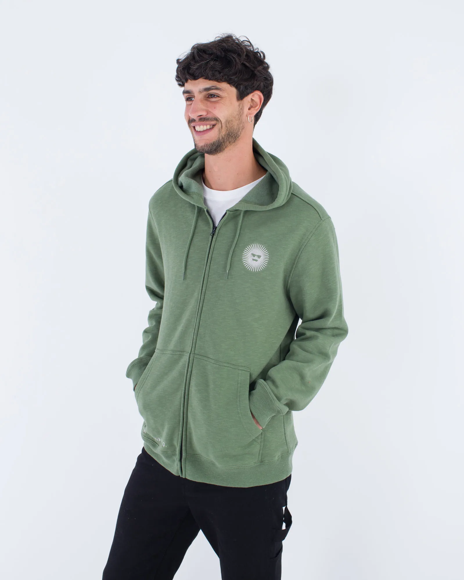 Pull à capuche Shady Slub avec fermeture éclair en Malverde