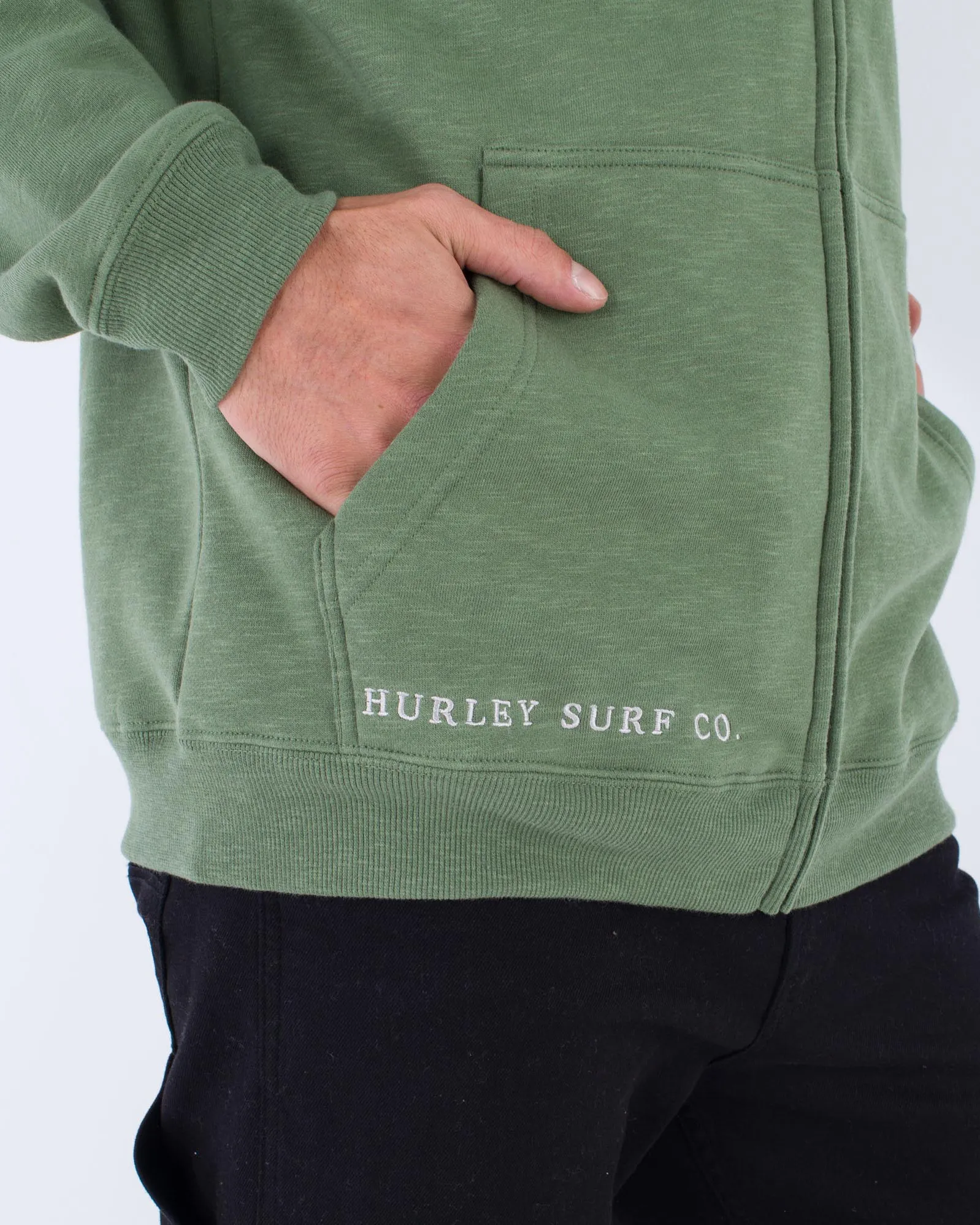 Pull à capuche Shady Slub avec fermeture éclair en Malverde
